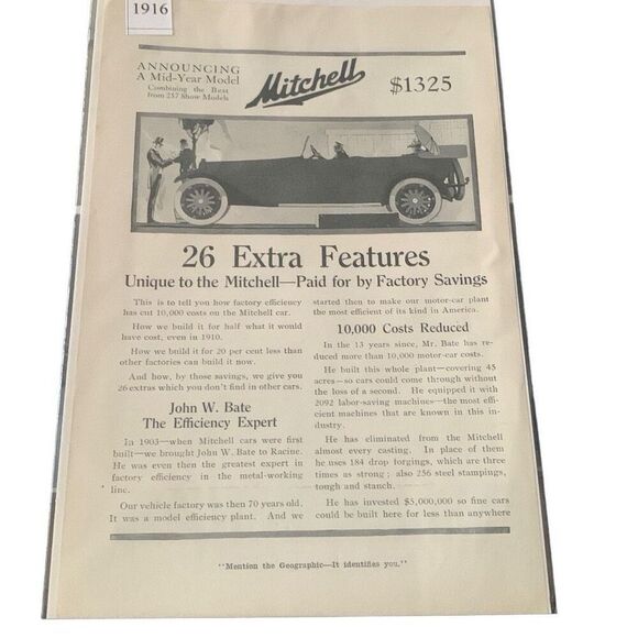 Vintage 1916 Mitchell Auto 26 Extra Features Ad Advertisement - Picture 4 of 4